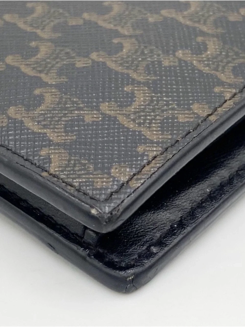 Celine Brown and Black Triomphe Canvas Card Holder with Gold Logo